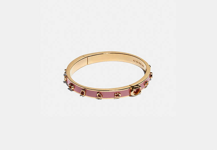 COACH®,PEGGED SIGNATURE BANGLE,Metal,Gold/Rose,Front View