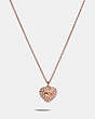 COACH®,VINTAGE PEARL HEART NECKLACE,Plated Brass,Rose gold,Front View