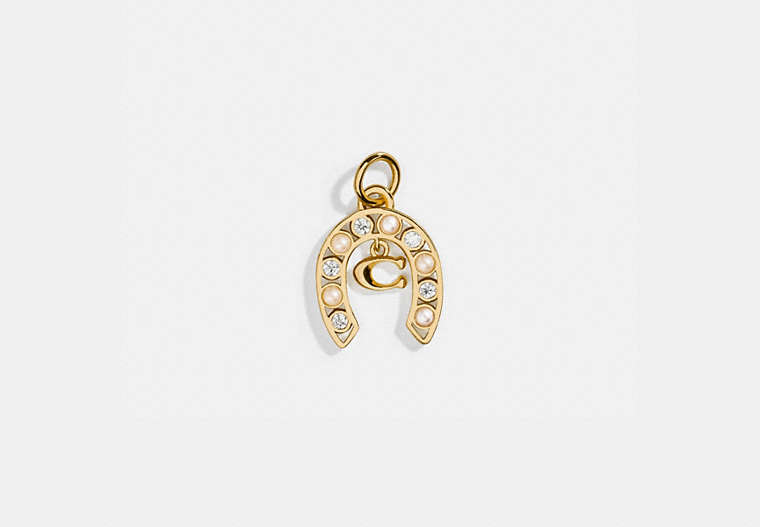 COACH®,COLLECTIBLE HORSESHOE SIGNATURE CHARM,Plated Sterling Silver,Silver/Gold,Front View
