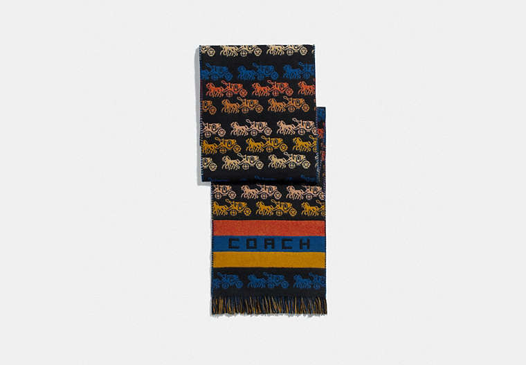 COACH®,RAINBOW HORSE AND CARRIAGE LONG MUFFLER,wool,Multi,Front View