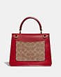 COACH®,PARKER TOP HANDLE IN SIGNATURE CANVAS,pvc,Brass/Tan Red Apple,Back View