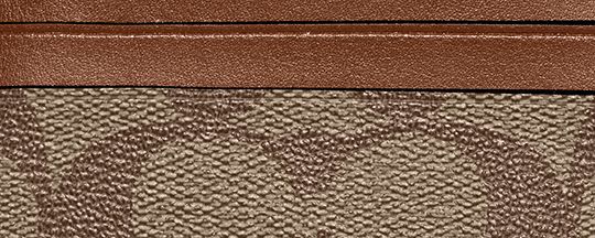 COACH&reg;,Mini Skinny Id Case In Signature Canvas,Canvas,Leather,Coin,Card Case,PVC,Color Block,Logo,Key Ring,Gold Metal,Casual,Brown