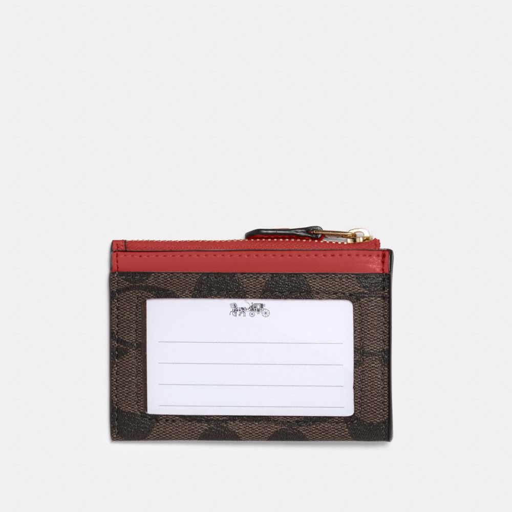 Buy the Women's Coach Mini Skinny ID Card/ Key Case Red, Brown & Black