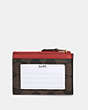 COACH®,MINI SKINNY ID CASE IN SIGNATURE CANVAS,pvc,Gold/Brown 1941 Red,Back View