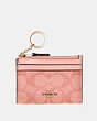 COACH®,MINI SKINNY ID CASE IN SIGNATURE CANVAS,pvc,Mini,Gold/Candy Pink,Front View