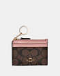 COACH®,MINI SKINNY ID CASE IN SIGNATURE CANVAS,pvc,Mini,Gold/Brown Shell Pink,Front View