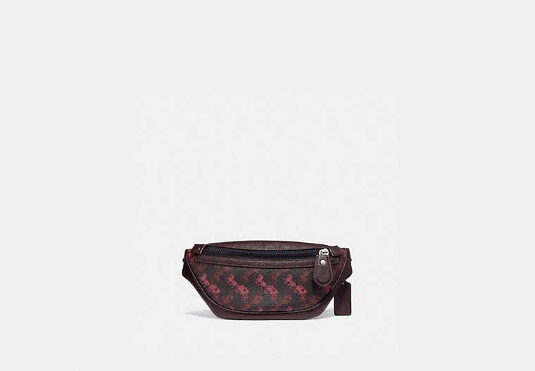 COACH®,RIVINGTON BELT BAG 7 WITH HORSE AND CARRIAGE PRINT,pvc,Small,LH/Black Red,Front View
