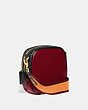COACH®,KAT CAMERA BAG IN COLORBLOCK,Embossed Leather,Brass/Deep Red Multi,Angle View
