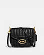 COACH®,KAT SADDLE BAG 20 WITH QUILTING,Smooth Leather,Small,Brass/Black,Front View
