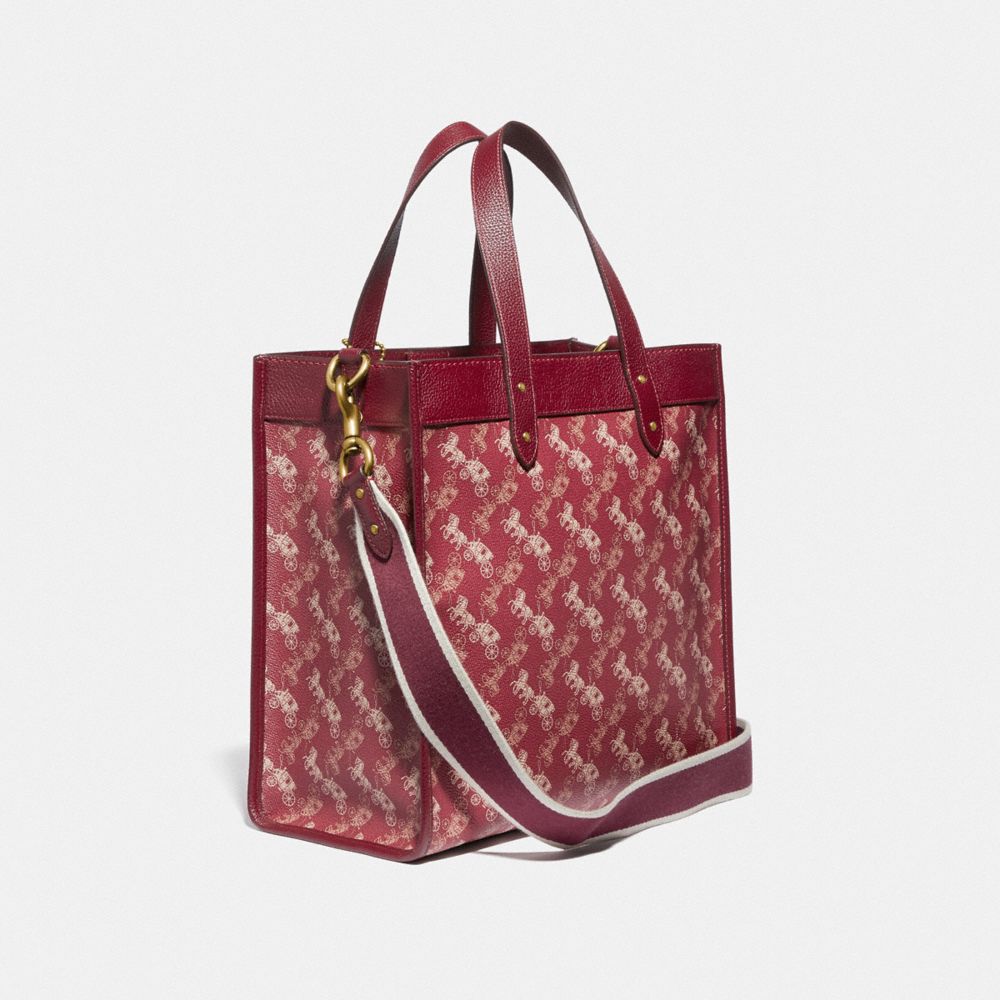 Lunar New Year Field Tote With Horse And Carriage Print And Varsity Stripe