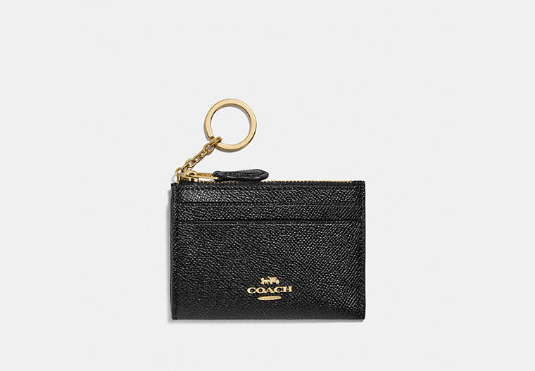 COACH®,MINI SKINNY ID CASE,Leather,Gold/Black,Front View
