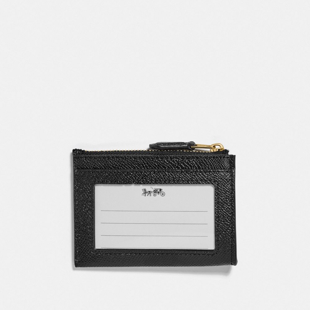 COACH®,MINI SKINNY ID CASE,Crossgrain Leather,Mini,Gold/Black,Back View