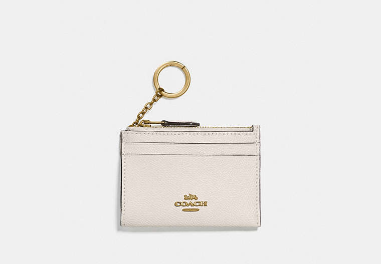 COACH®,MINI SKINNY ID CASE,Leather,Mini,Gold/Chalk,Front View image number 0