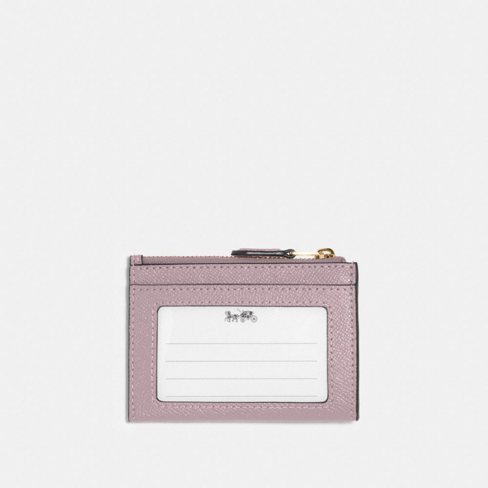 COACH®,Mini Skinny Id Case,Leather,Coin,Card Case,Key Ring,Gold Metal,Casual,Lavender,Back View