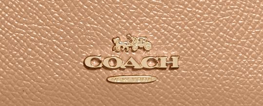 COACH®,ÉTUI POUR PIÈCE D’IDENTITÉ MINI SKINNY,Cuir Cross-grain,Mini,Or/Taupe,Front View