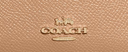 COACH®,Mini Skinny Id Case,Leather,Card Case,Coin,Key Ring,Gold Metal,Casual,Beige