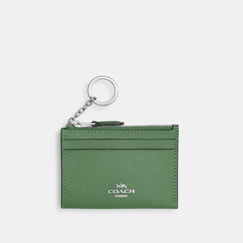 COACH®,MINI SKINNY ID CASE,Mini,Silver/Soft Green,Front View