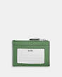 COACH®,MINI SKINNY ID CASE,Leather,Mini,Silver/Soft Green,Back View
