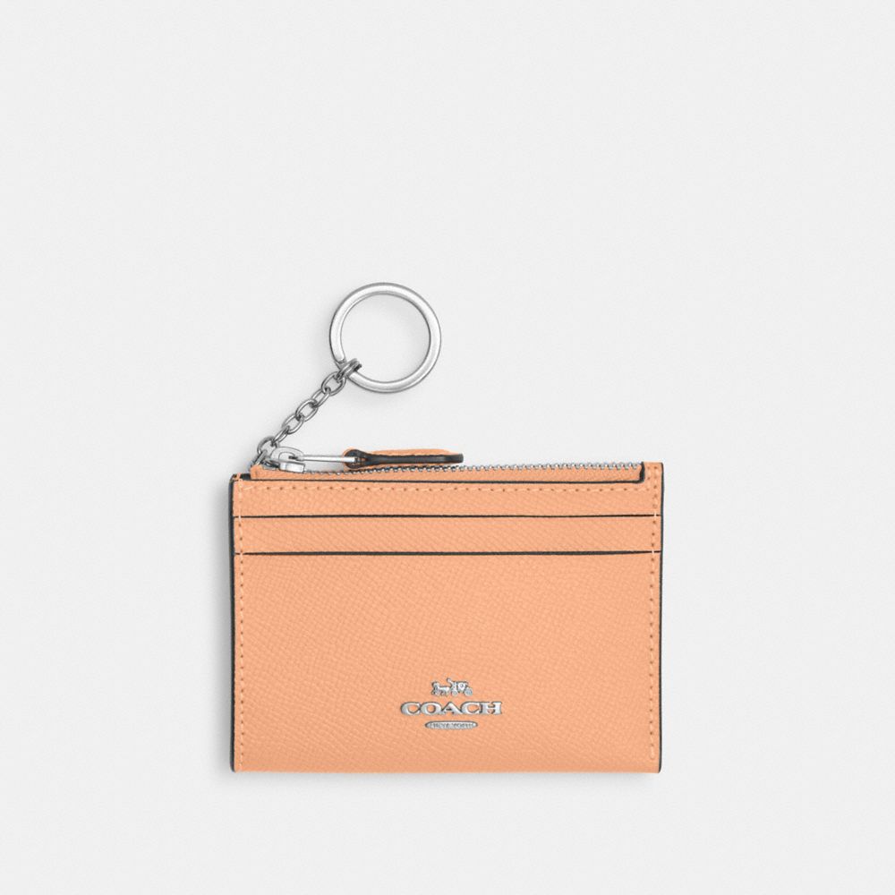 COACH®,MINI SKINNY ID CASE,Crossgrain Leather,Mini,Sv/Faded Blush,Front View