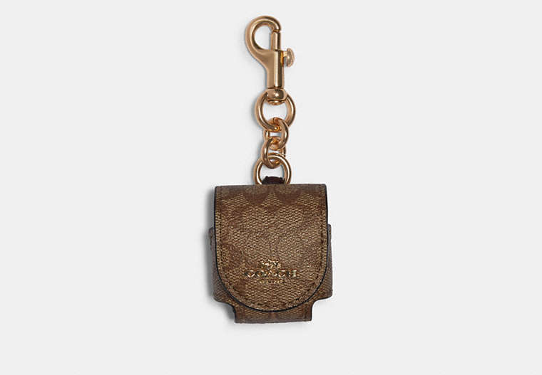 Wireless Earbud Case Bag Charm In Signature Canvas