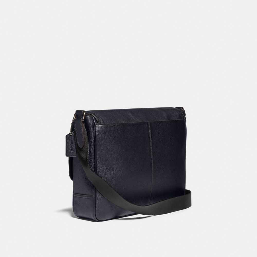 COACH®,METROPOLITAN SOFT COURIER,Pebbled Leather,Medium,Gunmetal/Midnight Navy,Angle View