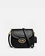 COACH®,KAT SADDLE BAG 20,Leather,Small,Brass/Black,Front View