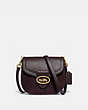 COACH®,KAT SADDLE BAG 20,Leather,Small,Brass/Oxblood,Front View