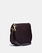 COACH®,KAT SADDLE BAG 20,Leather,Small,Brass/Oxblood,Angle View