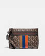 COACH®,ACADEMY POUCH WITH HORSE AND CARRIAGE PRINT AND VARSITY STRIPE,pvc,Brown/Tan,Front View