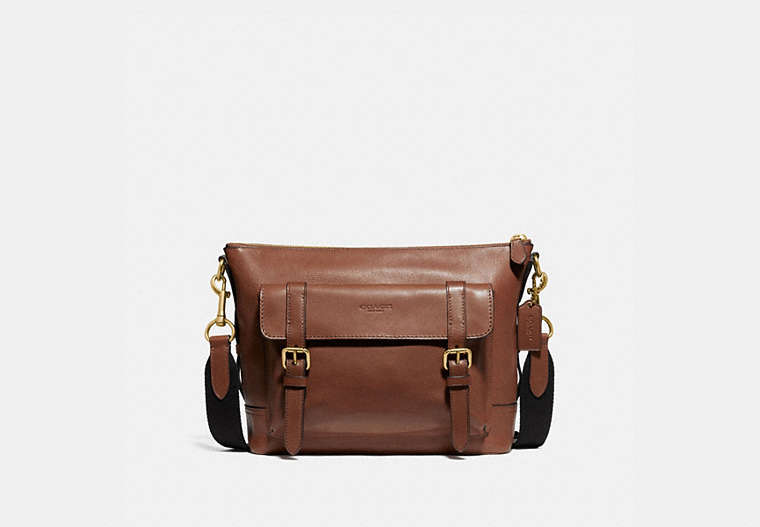 COACH®,BLEECKER MESSENGER,Leather,Brass/Saddle,Front View