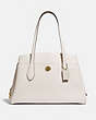 COACH®,LORA CARRYALL,Pebbled Leather,X-Large,Brass/Chalk,Front View