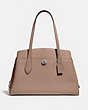 COACH®,LORA CARRYALL,Pebbled Leather,X-Large,Light Antique Nickel/Taupe,Front View
