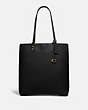 COACH®,PLAZA TOTE,Leather,X-Large,Brass/Black,Front View