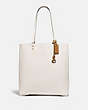COACH®,PLAZA TOTE,Leather,X-Large,Brass/Chalk,Front View