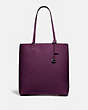 COACH®,PLAZA TOTE,Leather,X-Large,Pewter/Boysenberry,Front View