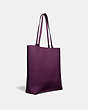 COACH®,PLAZA TOTE,Leather,X-Large,Pewter/Boysenberry,Angle View