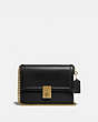 COACH®,HUTTON SHOULDER BAG,Leather,Small,Brass/Black,Front View
