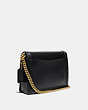 COACH®,HUTTON SHOULDER BAG,Leather,Small,Brass/Black,Angle View