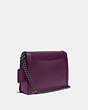 COACH®,HUTTON SHOULDER BAG,Leather,Small,Pewter/Boysenberry,Angle View