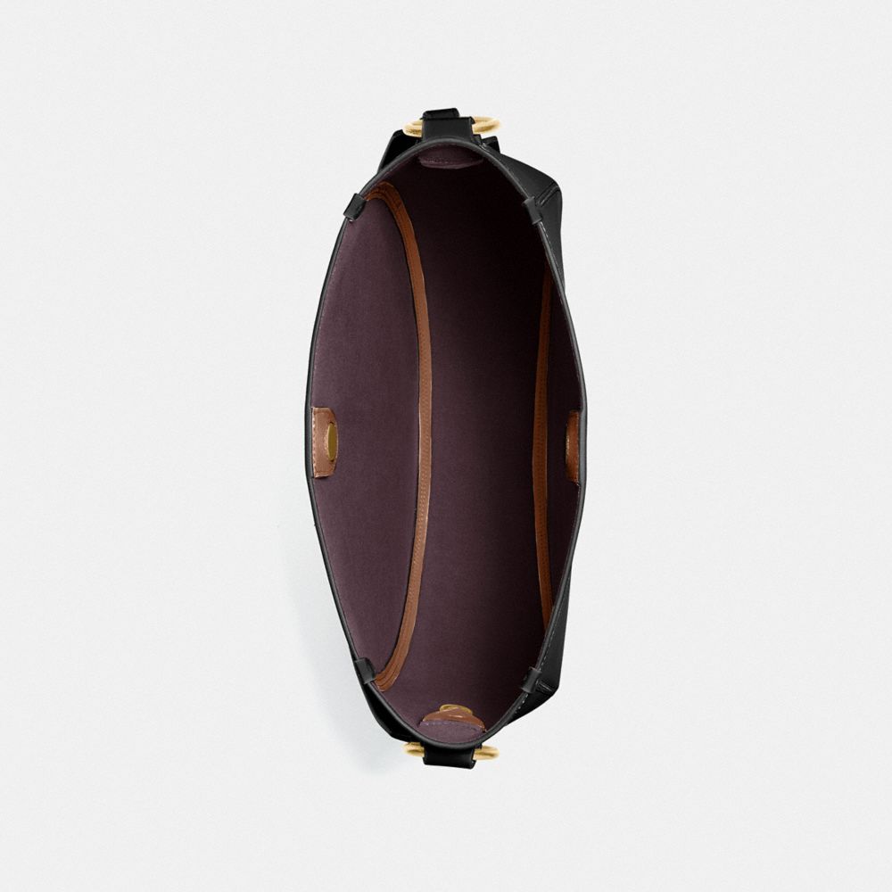 COACH®,MADDY HOBO,Glovetan Leather,Medium,Brass/Black,Inside View,Top View