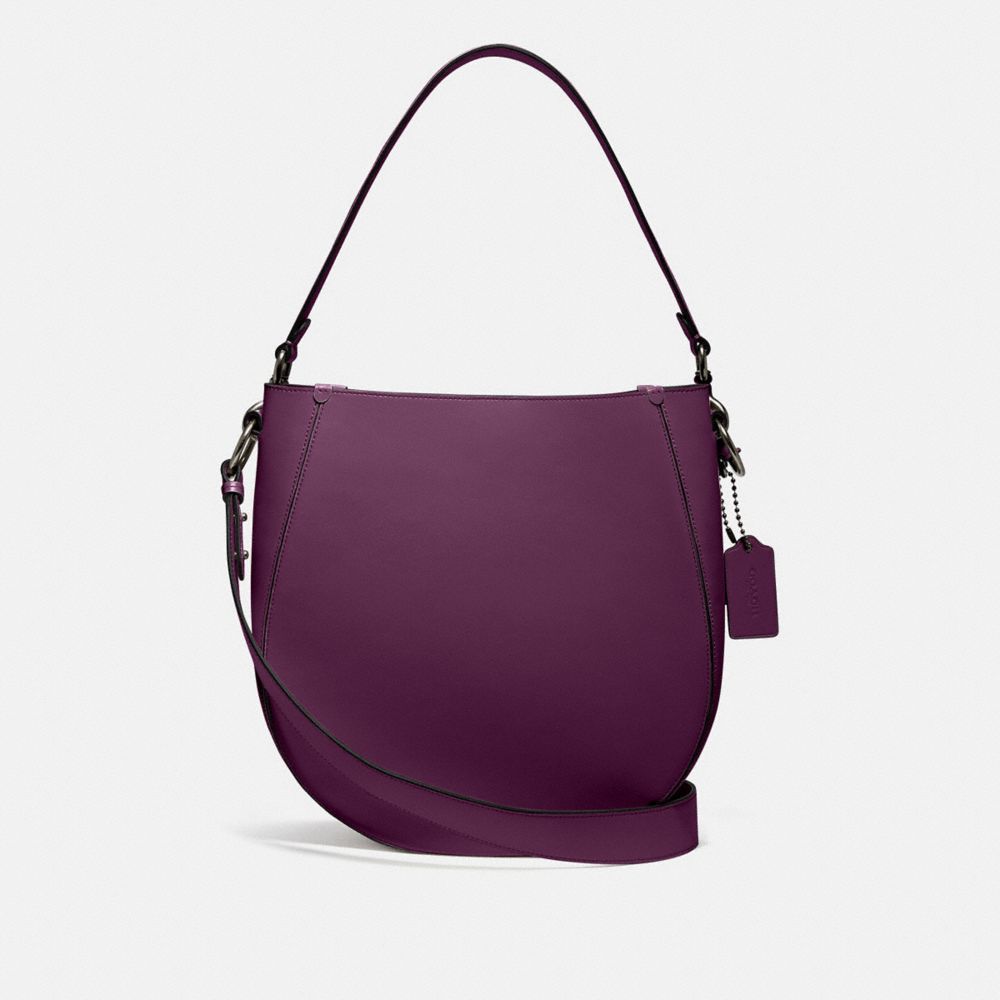 COACH®,MADDY HOBO,Glovetan Leather,Medium,Pewter/Boysenberry,Front View