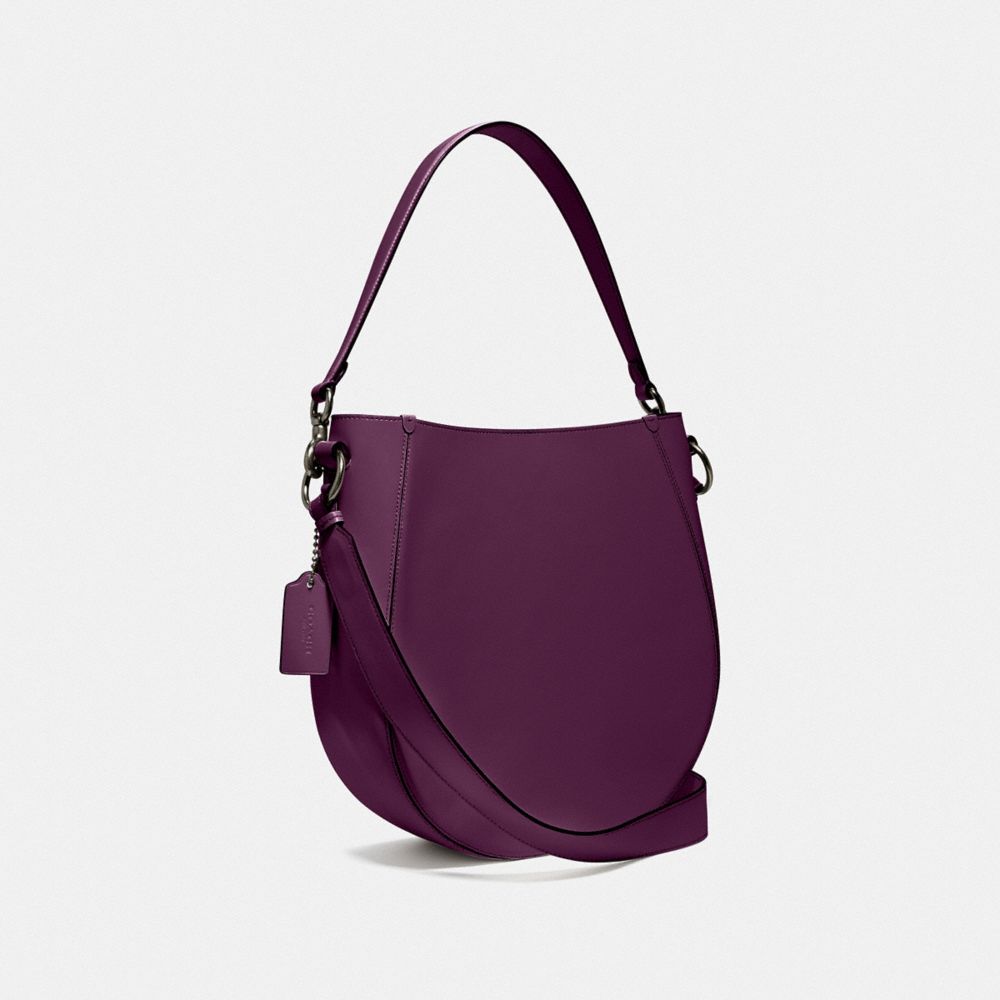 COACH®,MADDY HOBO,Glovetan Leather,Medium,Pewter/Boysenberry,Angle View