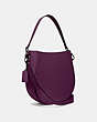 COACH®,MADDY HOBO,Glovetanned Leather,Medium,Pewter/Boysenberry,Angle View
