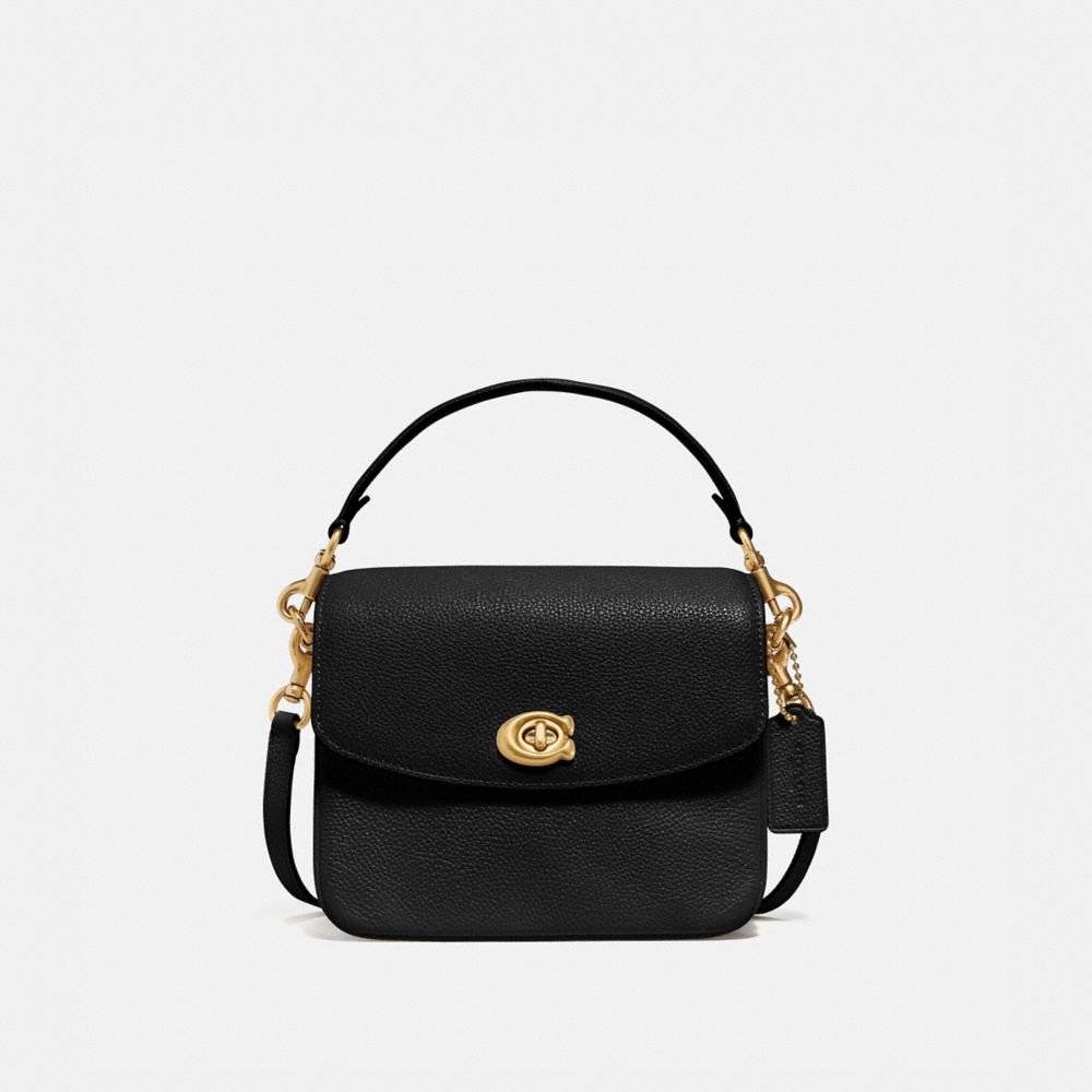 COACH®,CASSIE CROSSBODY BAG 19,Refined Pebble Leather,Medium,Brass/Black,Front View image number 0
