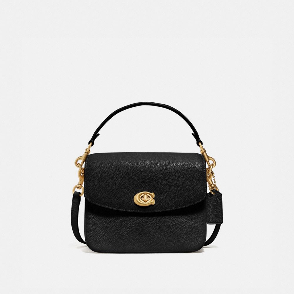 COACH®,CASSIE CROSSBODY BAG 19,Refined Pebble Leather,Medium,Brass/Black,Front View