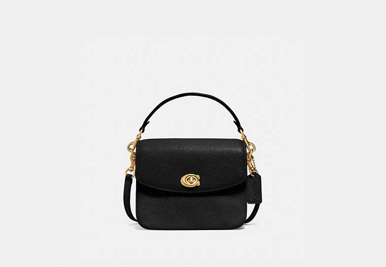 COACH®,CASSIE CROSSBODY 19,Leather,Medium,Brass/Black,Front View image number 0