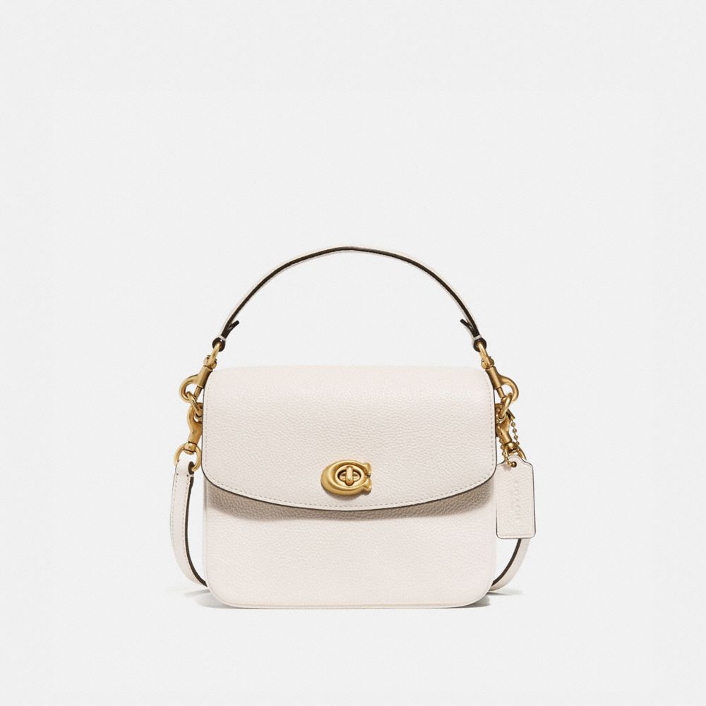 COACH®,CASSIE CROSSBODY BAG 19,Refined Pebble Leather,Medium,Brass/Chalk,Front View