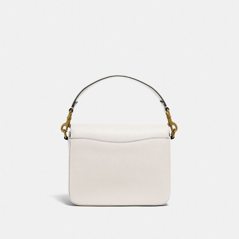 COACH®,Cassie Crossbody Bag 19,Leather,Crossbody,Logo,Metal,Silver Metal,Day Party,White,Back View