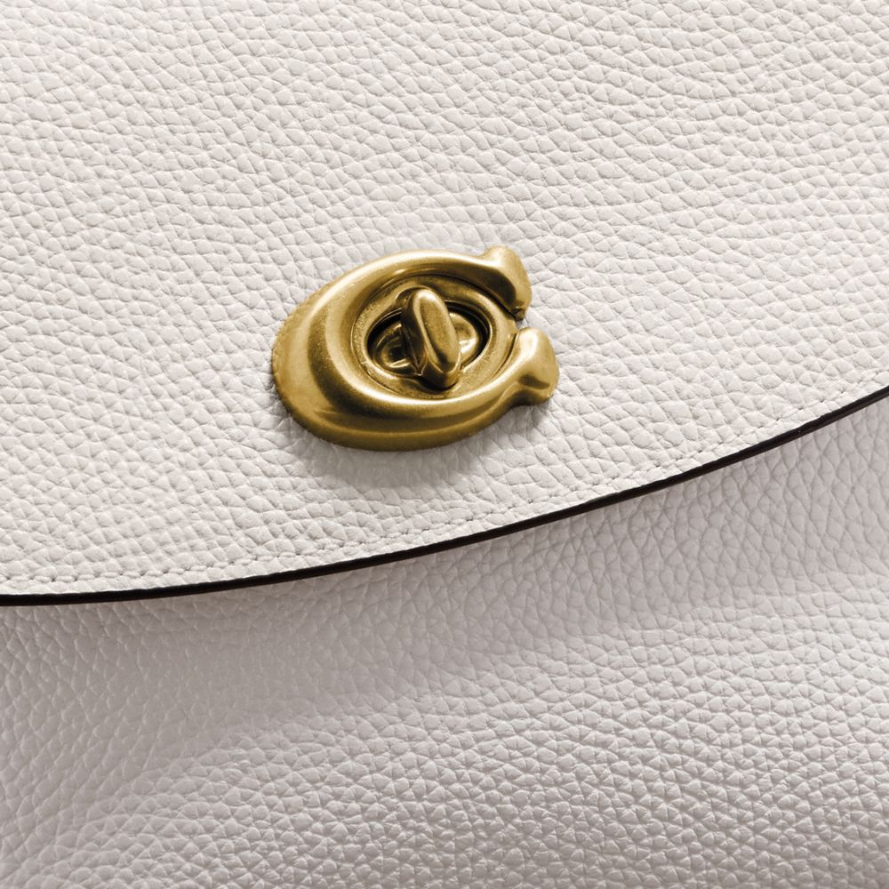COACH®,Cassie Crossbody Bag 19,Leather,Crossbody,Logo,Metal,Silver Metal,Day Party,White,Closer View