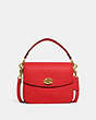 COACH®,CASSIE CROSSBODY BAG 19,Leather,Medium,Brass/Sport Red,Front View